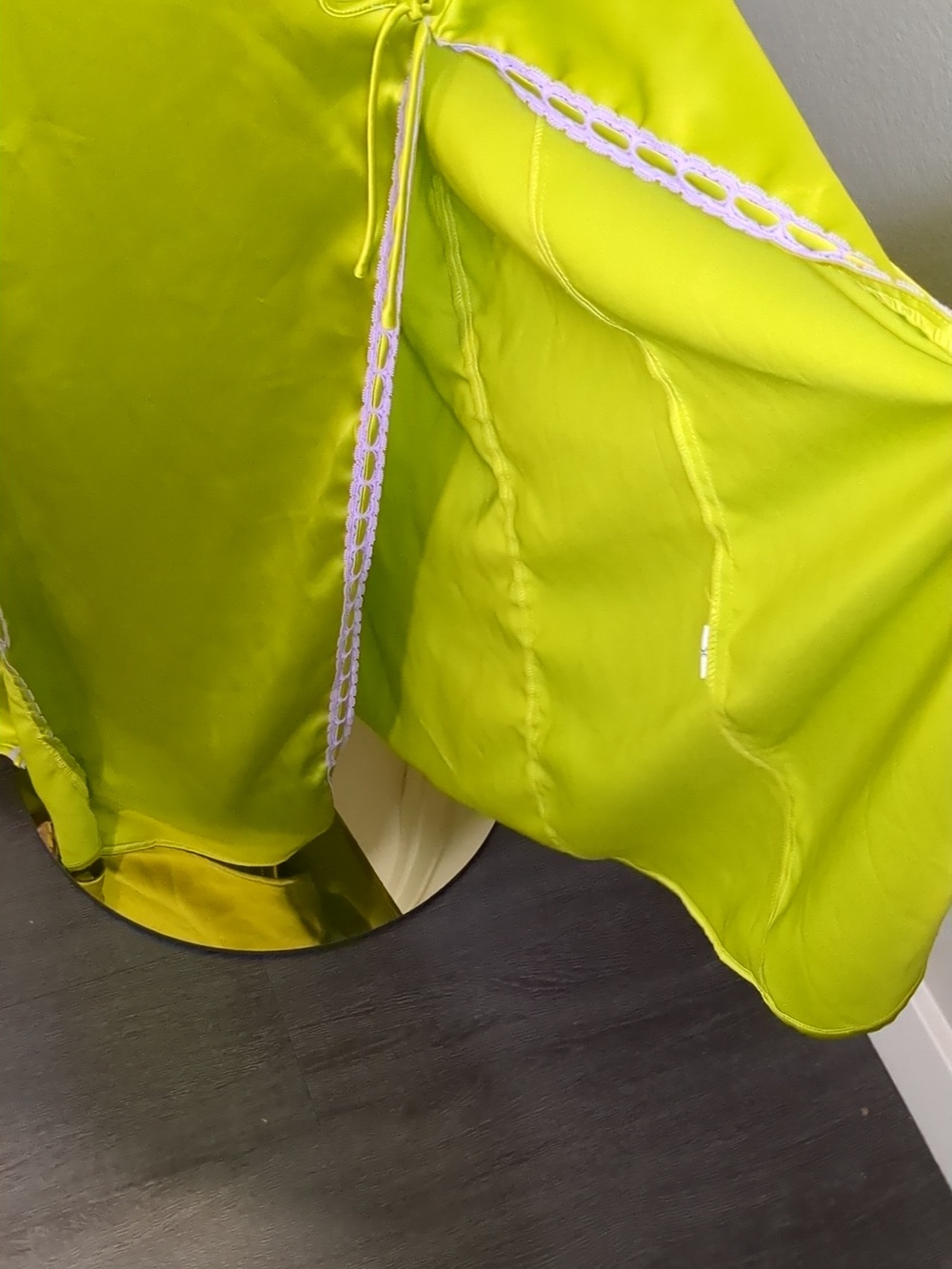 Betsey Johnson X Forever 21 Lime Green Satin Maxi Dress Plus Size - Picture 7 of 15